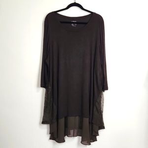 LOGO by Lori Goldstein High-Low Tunic Top Embroidered Mesh Lace